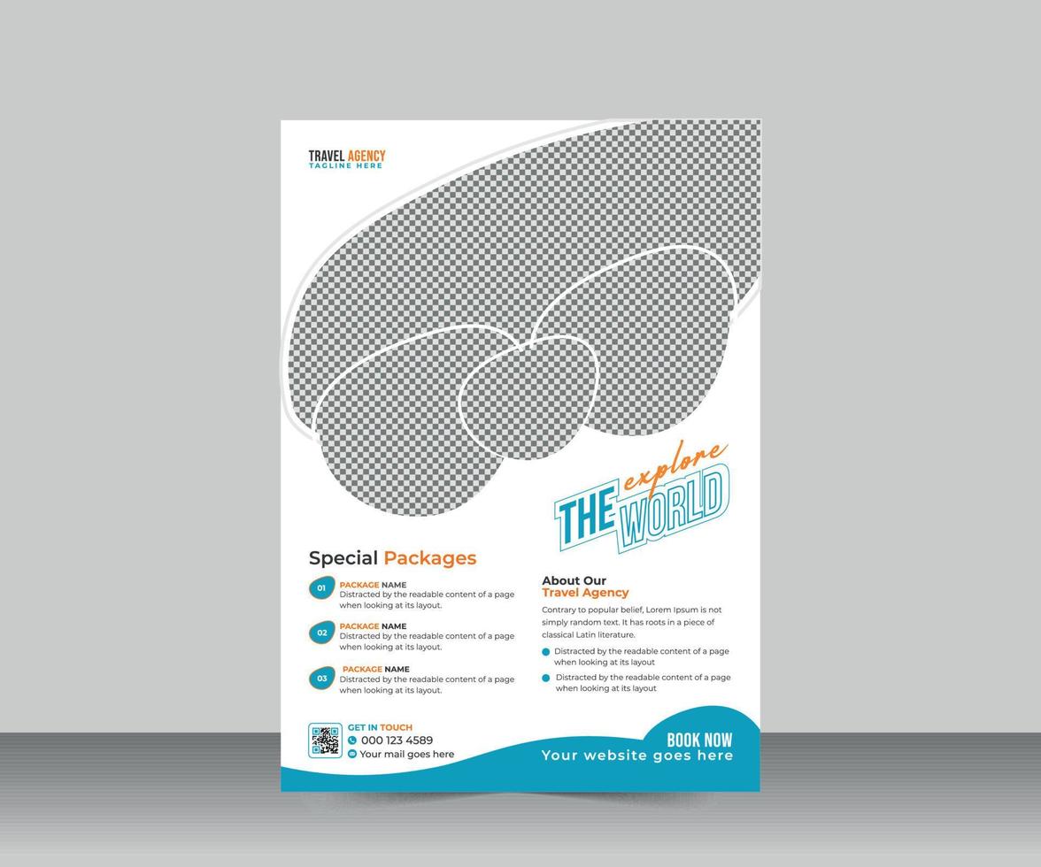 Travel agency flyer template, traveling poster design vector