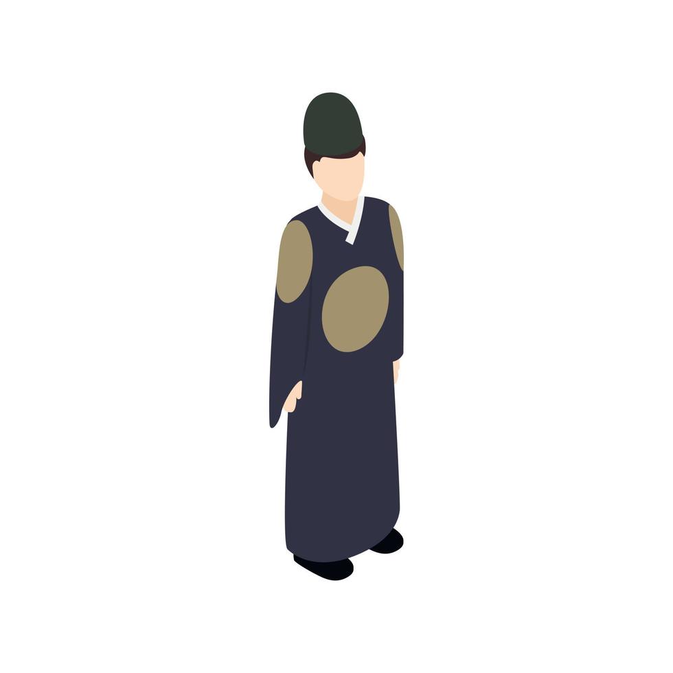 Male korean icon, isometric 3d style vector