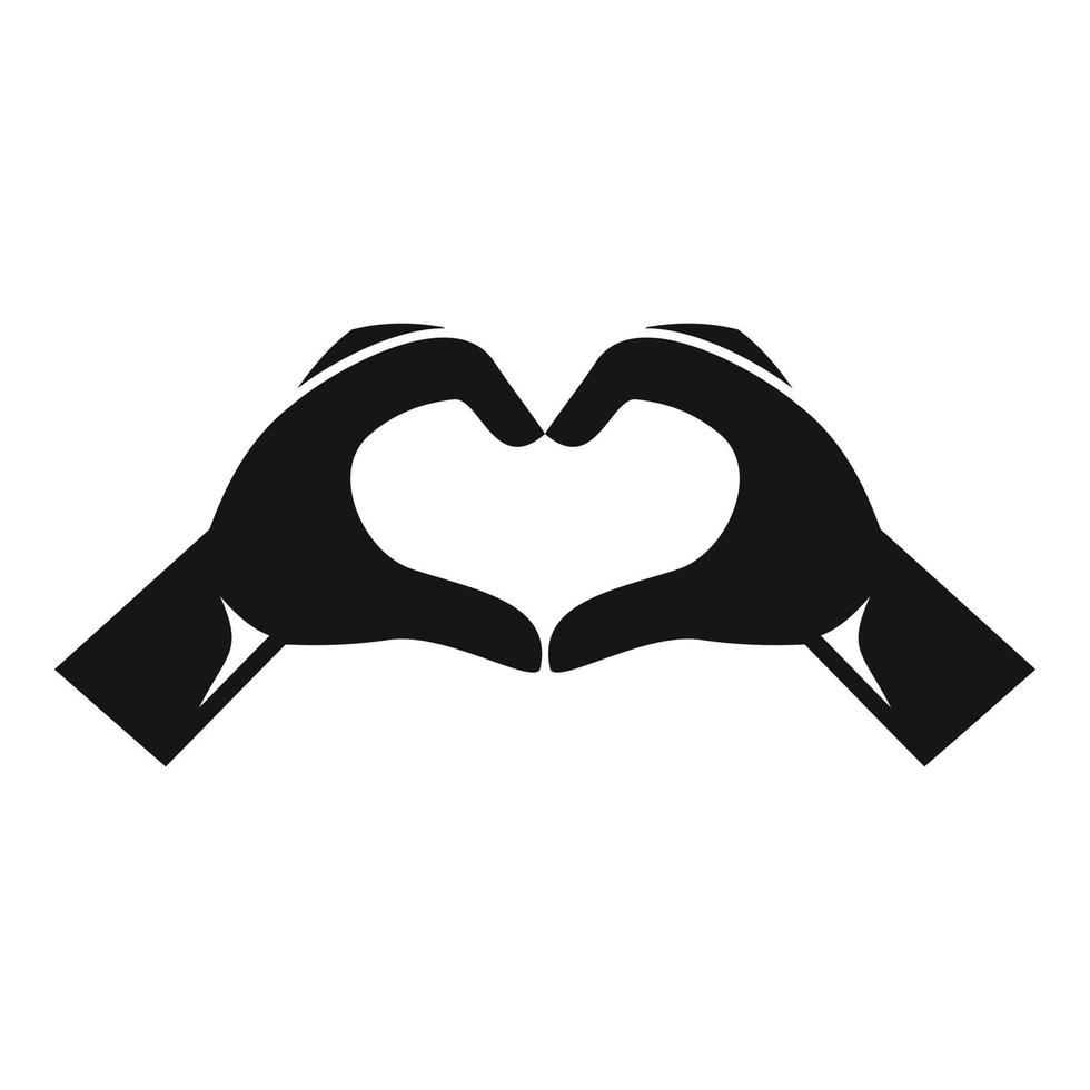 Hands heart sign icon, simple style vector