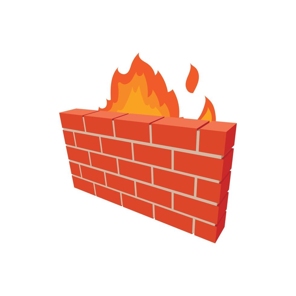 Firewall icon in cartoon style vector