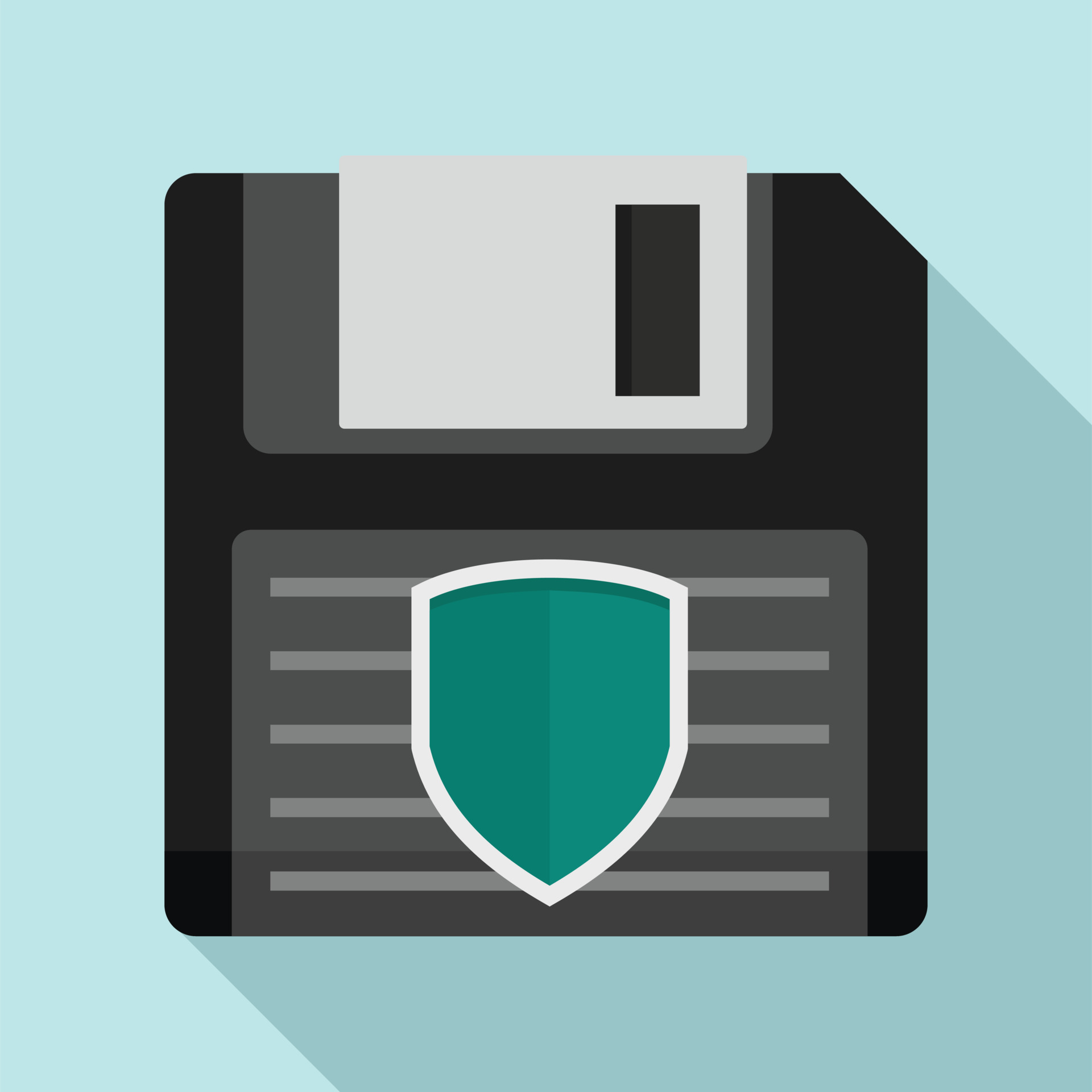 Floppy disk protected icon, flat style 14625230 Vector Art at Vecteezy