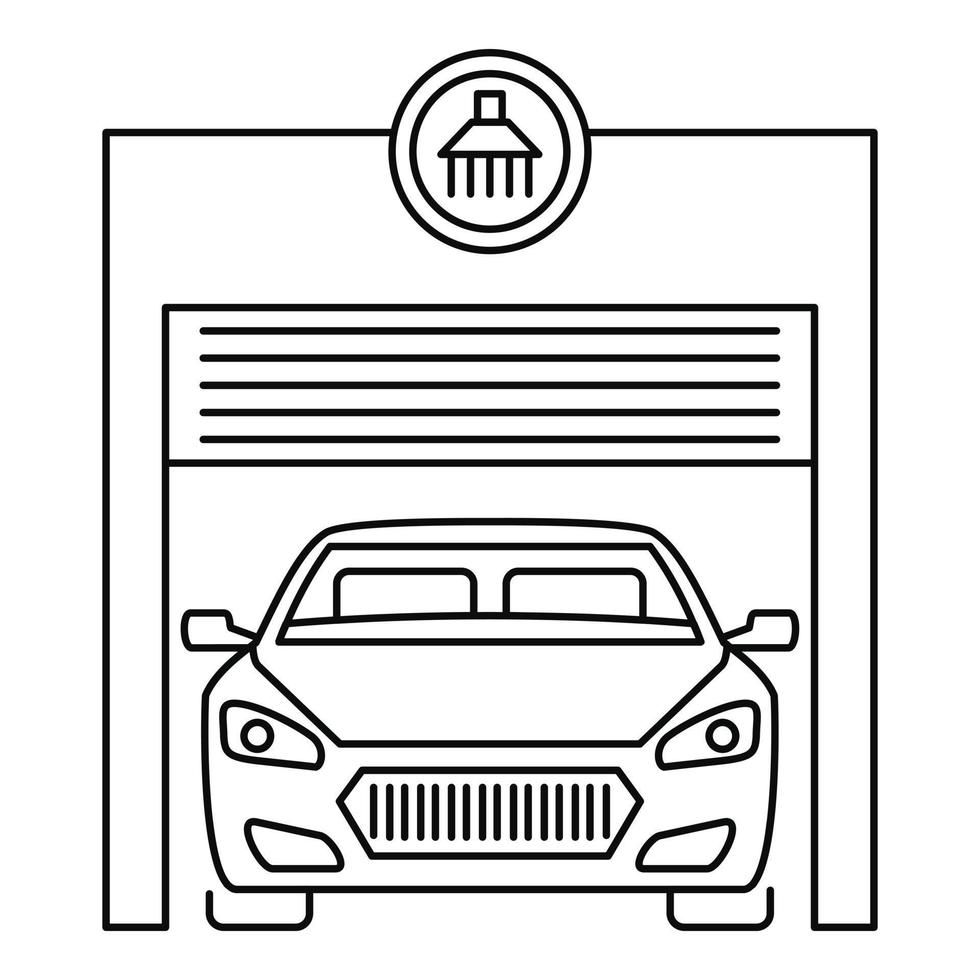 icono de garaje de lavado de autos, estilo de contorno vector