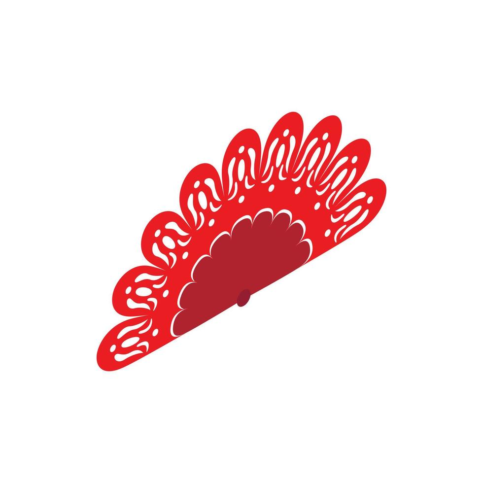 Red fan icon, isometric 3d style vector