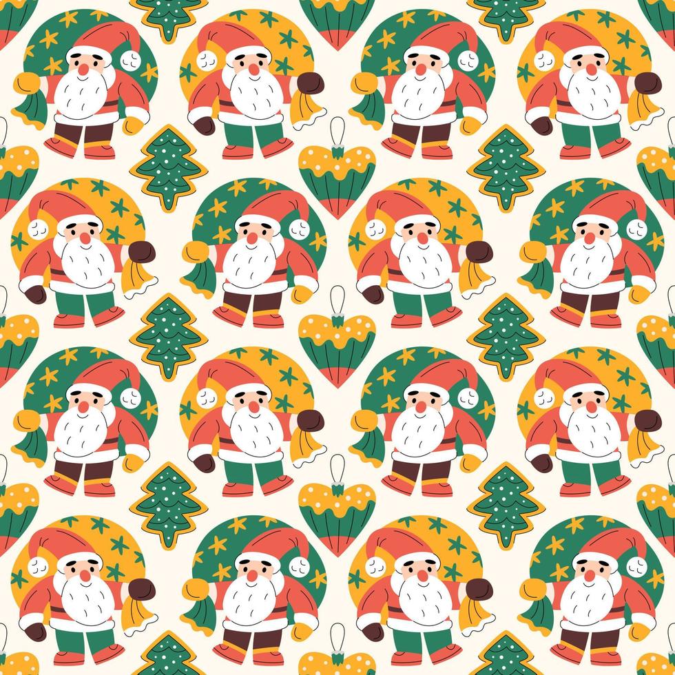 Seamless pattern with cute Christmas elements vector