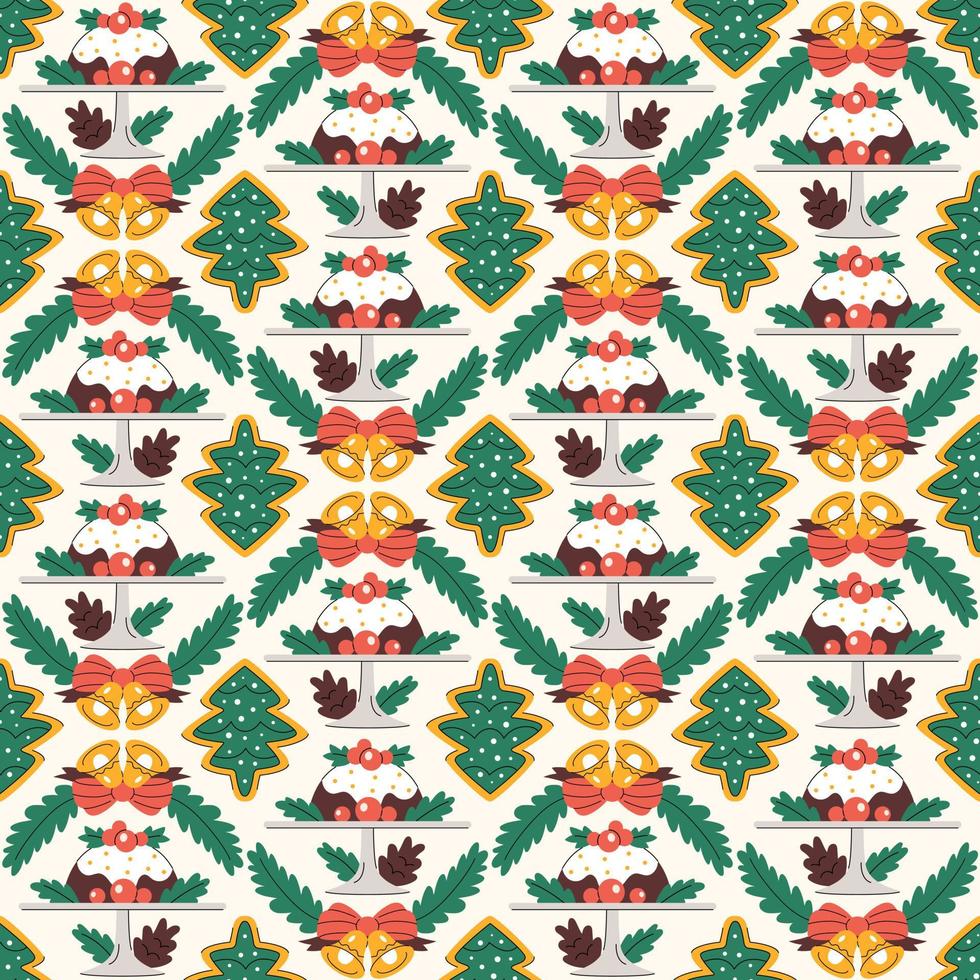Seamless pattern with cute Christmas elements. vector