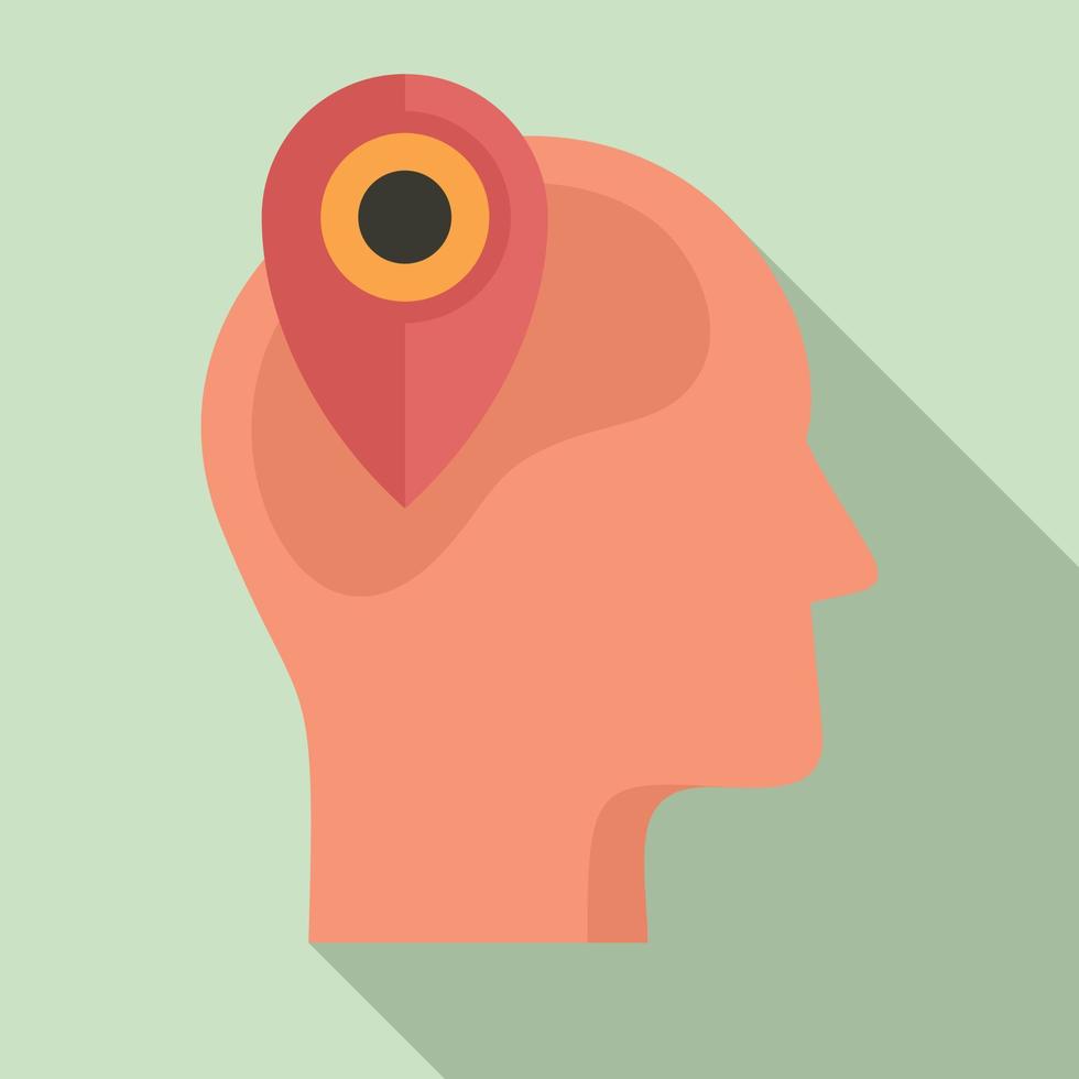 Pin map neuromarketing icon, flat style vector