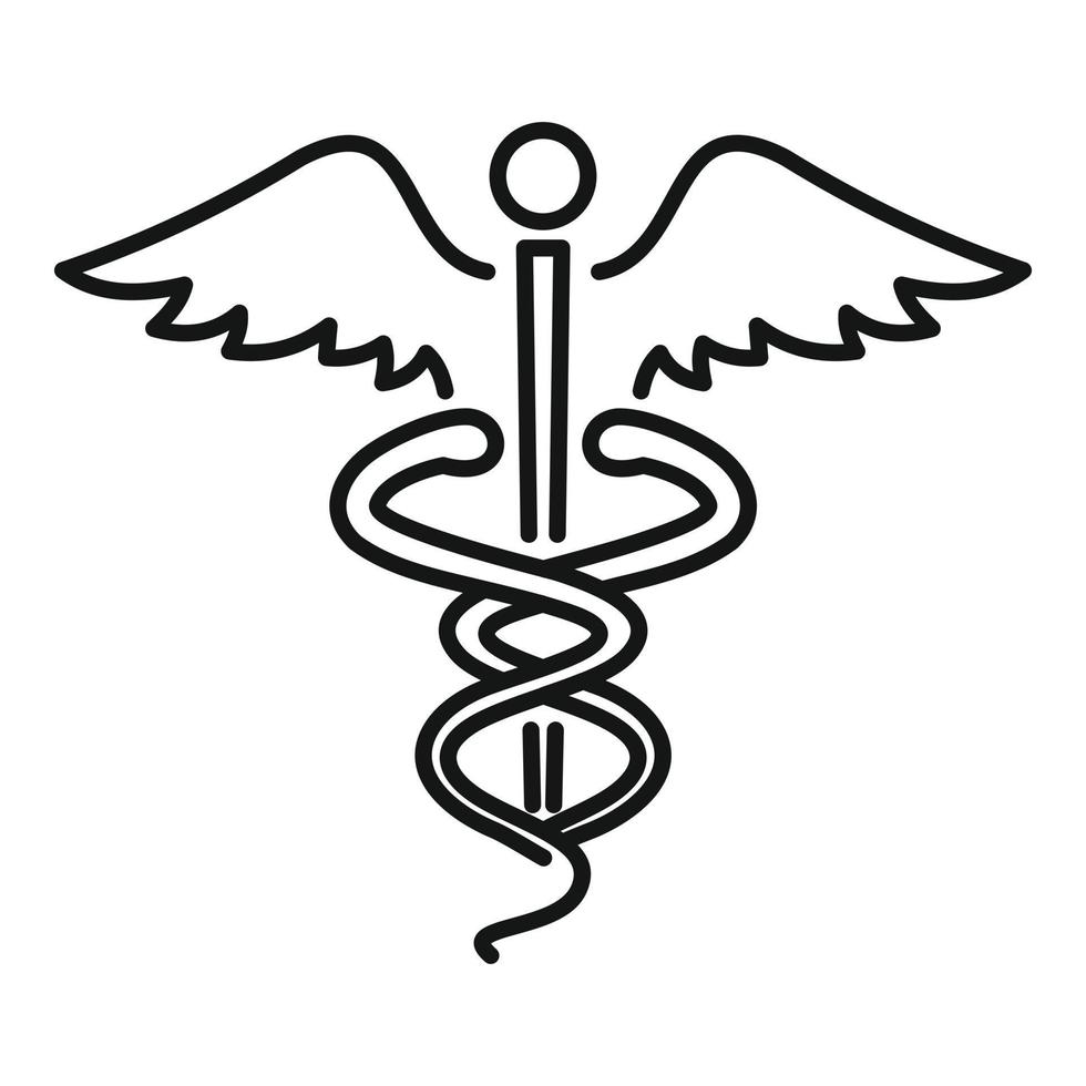 Snakes wings stick icon, outline style vector