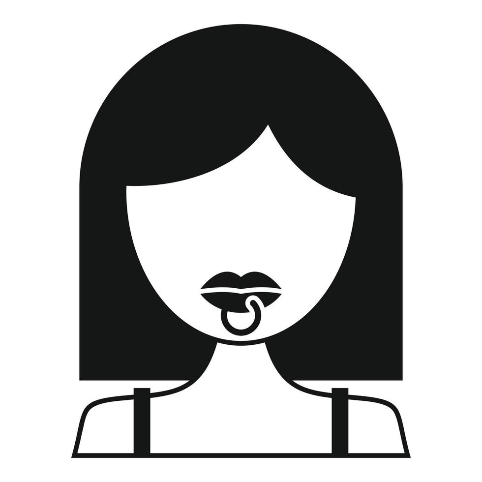 Student lips piercing icon, simple style vector