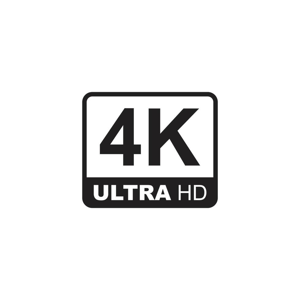 eps10 vector negro 4k ultra o uhd 2160p icono aislado sobre fondo blanco. símbolo de resolución de 4k de alta definición en un estilo moderno y plano simple para el diseño de su sitio web, logotipo y aplicación móvil