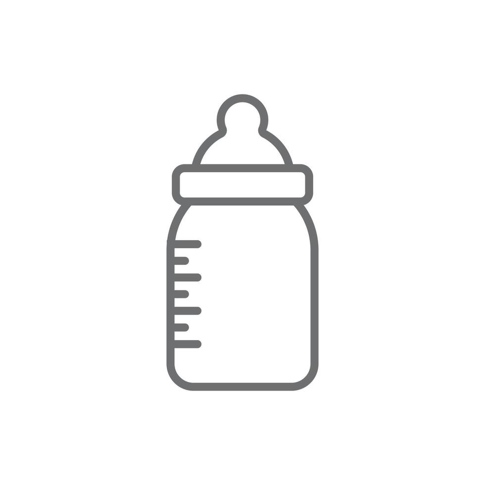 eps10 grey vector milk feeding bottle line art icon isolated on white background. baby milk bottle outline symbol in a simple flat trendy modern style for your website design, logo, and mobile app