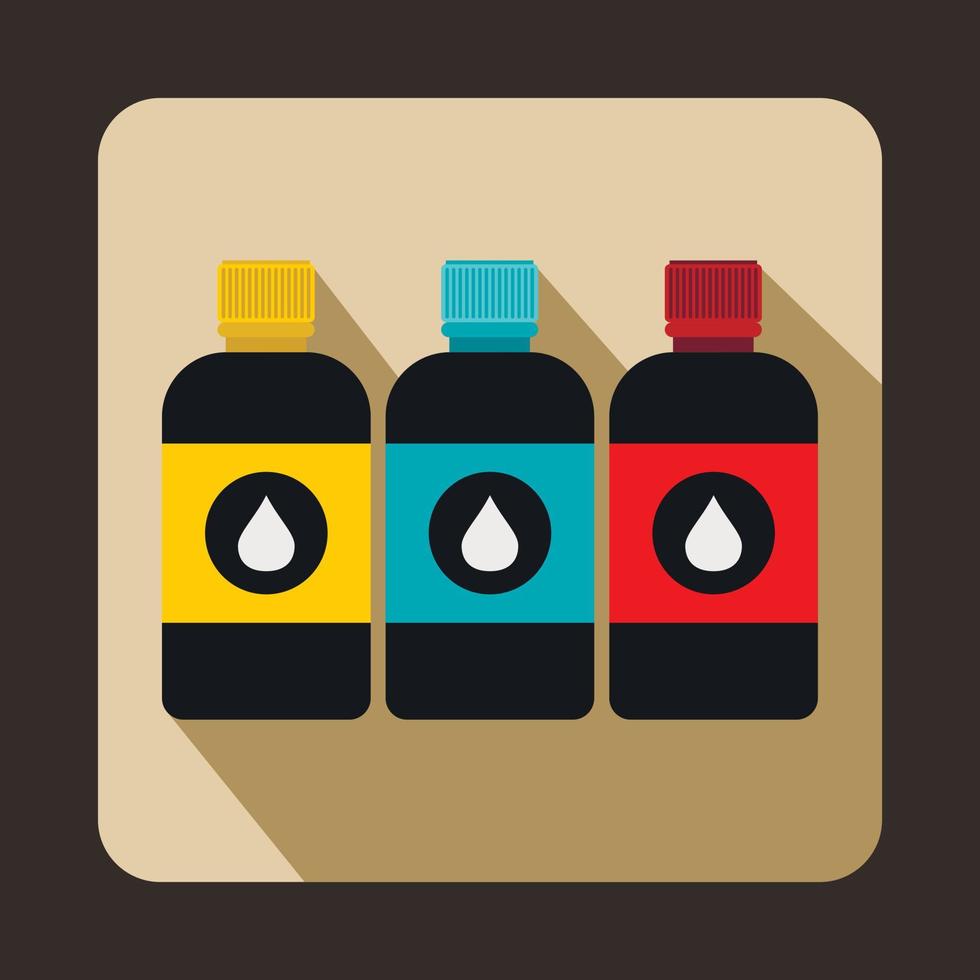 icono de botellas de tinta de impresora, estilo plano vector