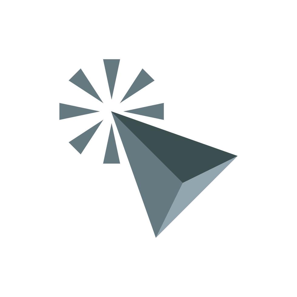 Grey cursor icon, flat style vector