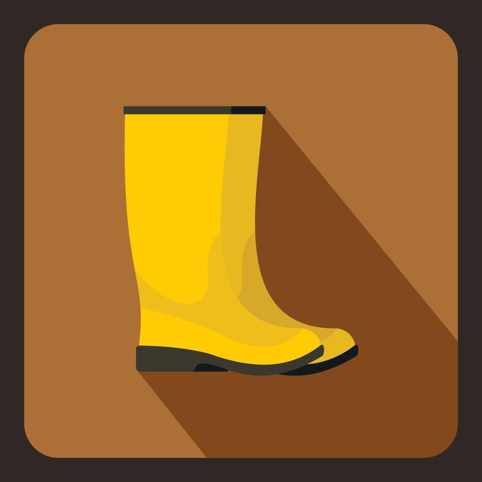 icono de botas de goma amarillas, estilo plano vector