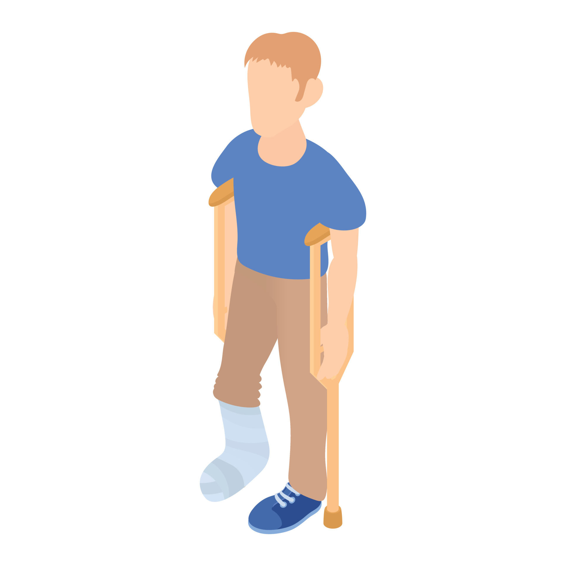 Man with crutches and a plaster on broken leg icon 14625700 Vector Art
