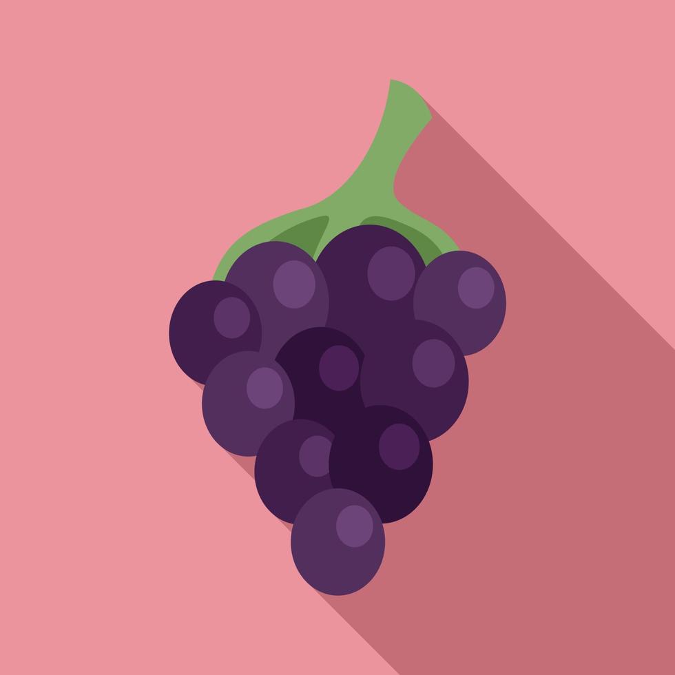 icono de uvas frescas, tipo plano vector