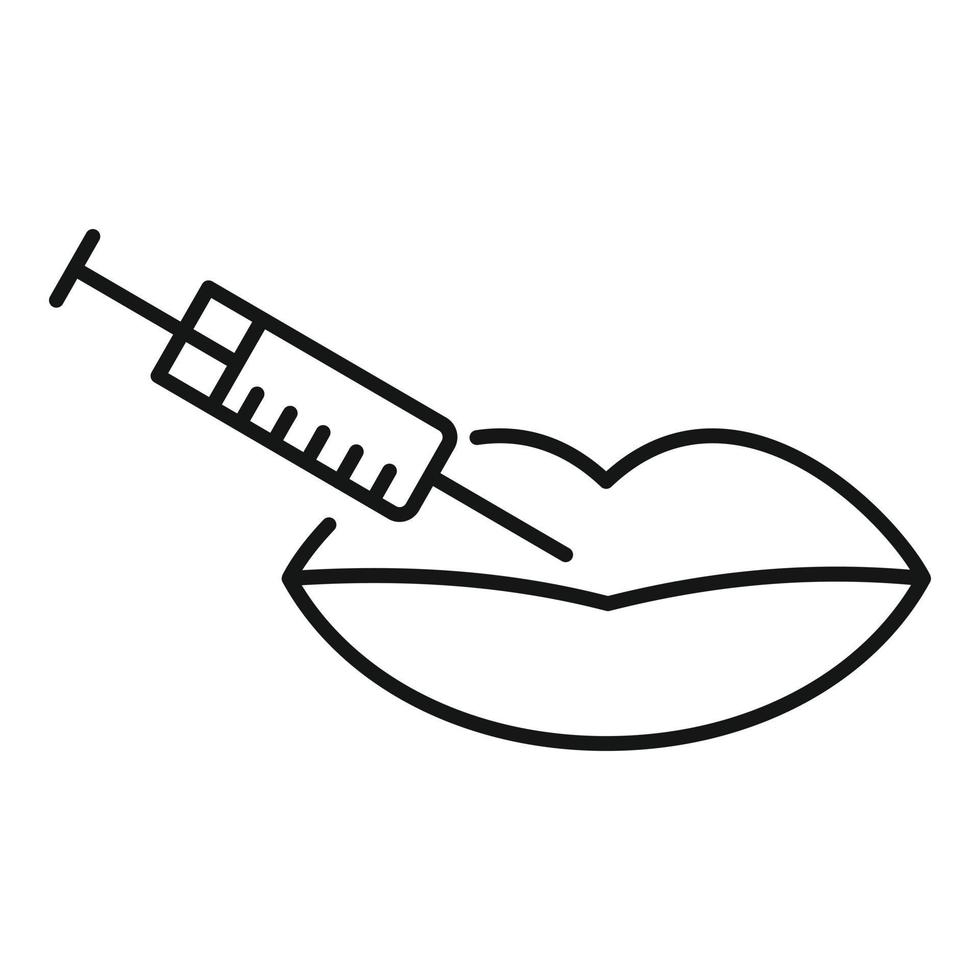 Lips syringe icon, outline style vector
