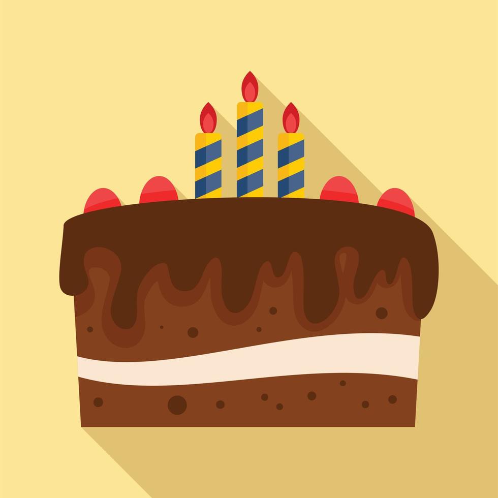 Chocolate cake icon, flat style vector