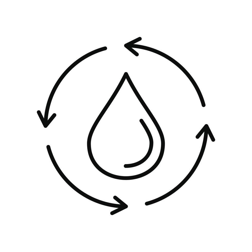 Water drop recycling icon, outline style vector