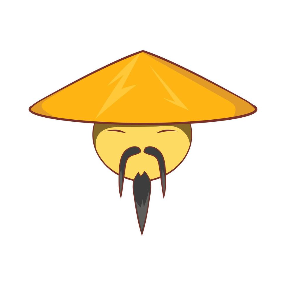 hombre en icono de sombrero cónico chino, estilo de dibujos animados vector