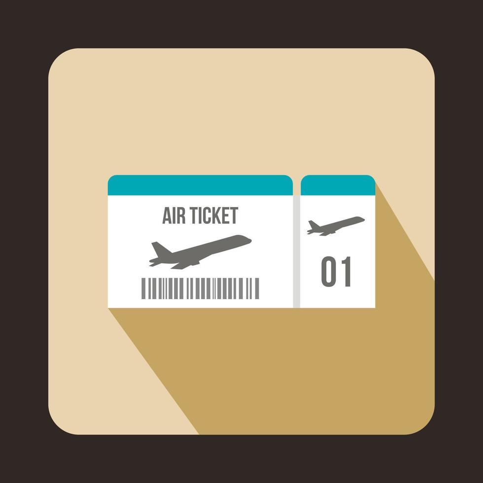 Airline boarding pass ticket icon, flat style vector