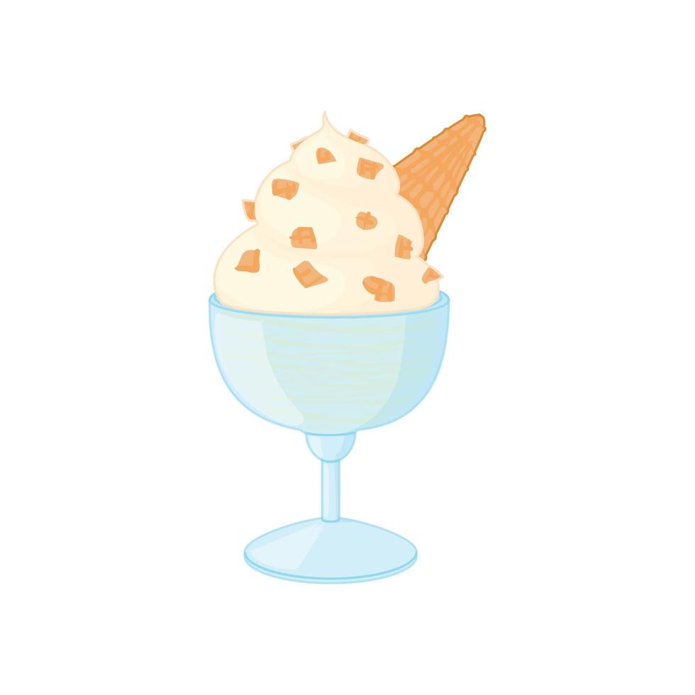 Vanilla ice cream with wafer crumbs in a bowl icon vector