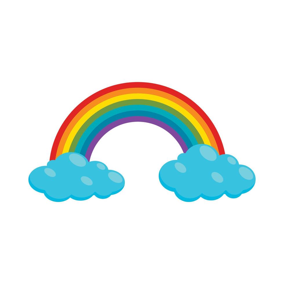 icono de arco iris y nubes, estilo de dibujos animados vector