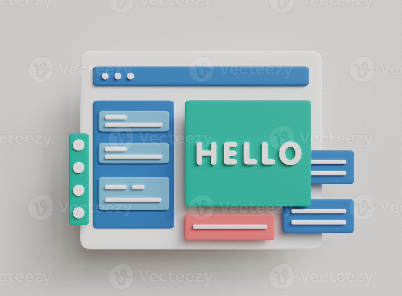 Web UI UX Design concept. 3D Web development and interface design. SEO ...