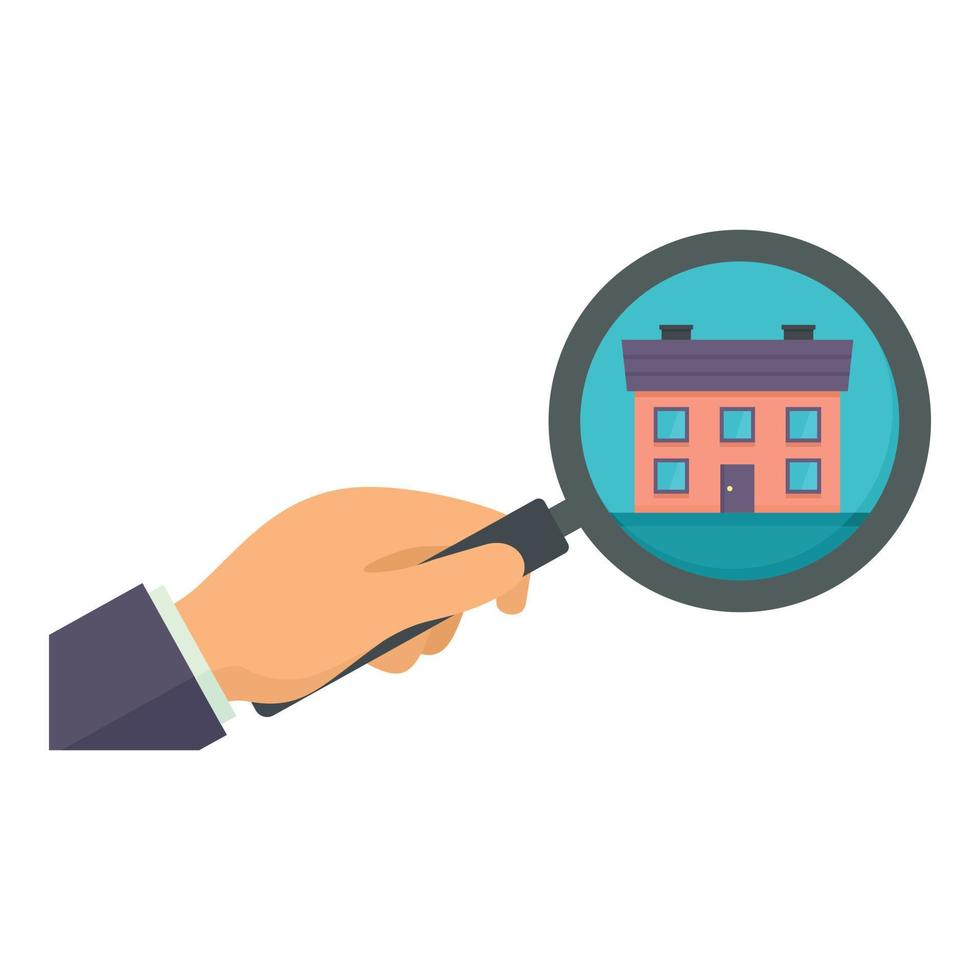 Mortgage magnify glass icon, flat style vector