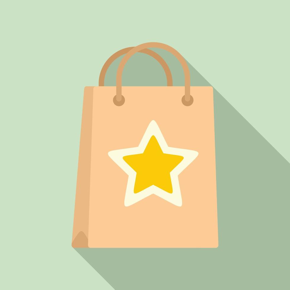 Loyalty paper bag icon, flat style vector