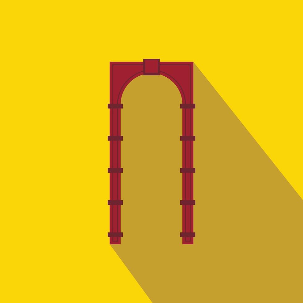 Red arch icon, flat style vector