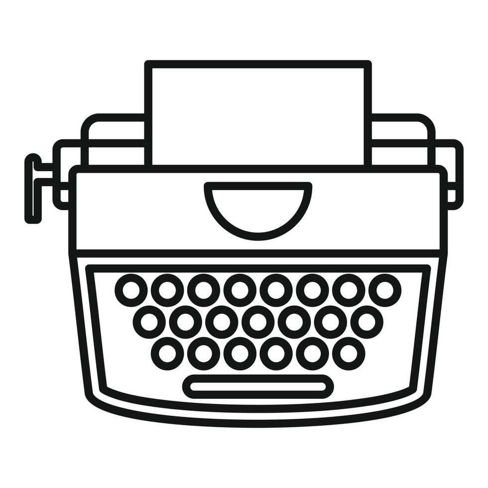 icono de máquina de escribir retro, estilo de contorno vector