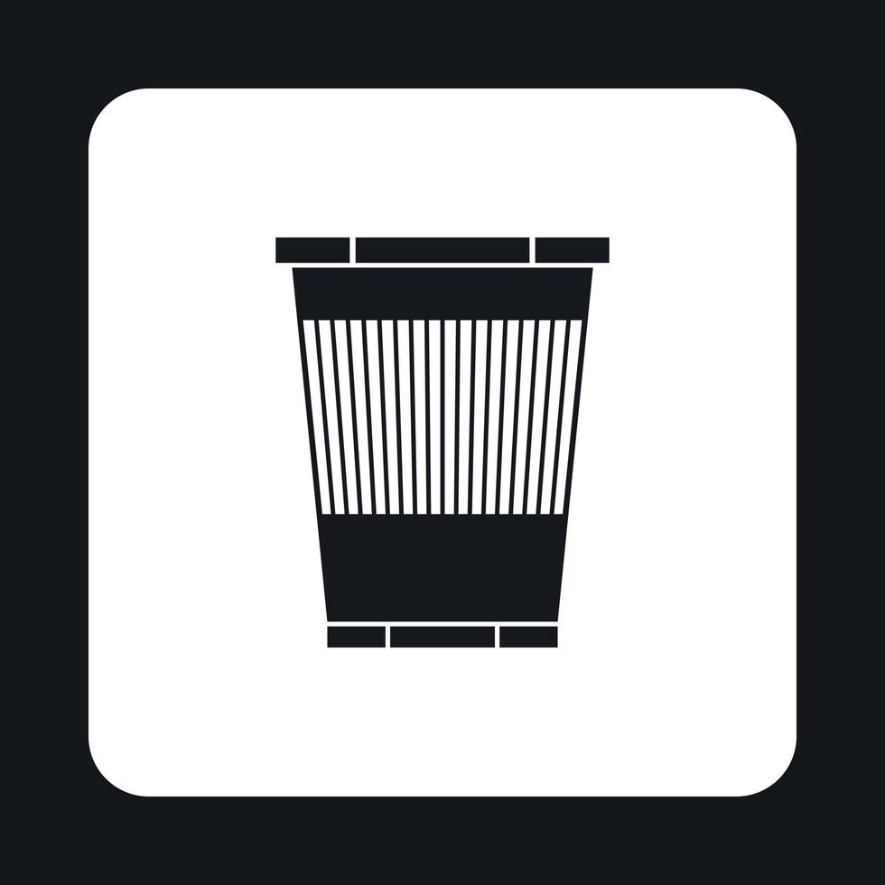 Plastic waste bin icon, simple style vector