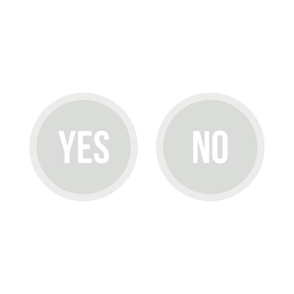 Selection buttons yes and no icon, flat style vector