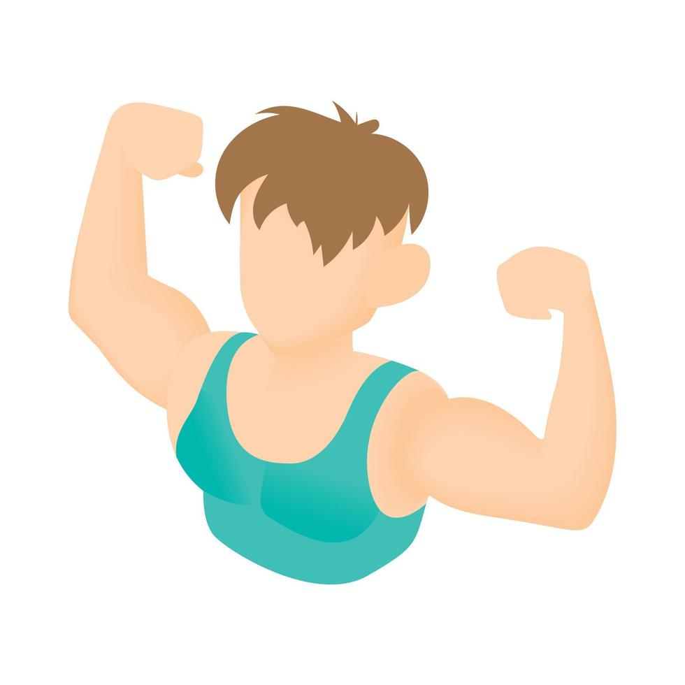 Man with biceps icon, cartoon style vector