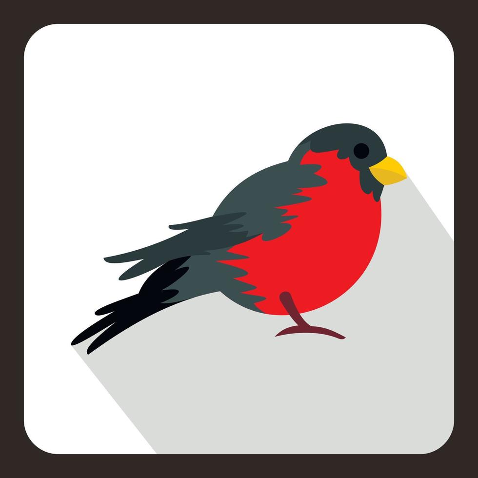 Bird with red plumage icon, flat style vector