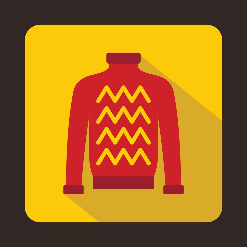Red warm sweater icon in flat style vector