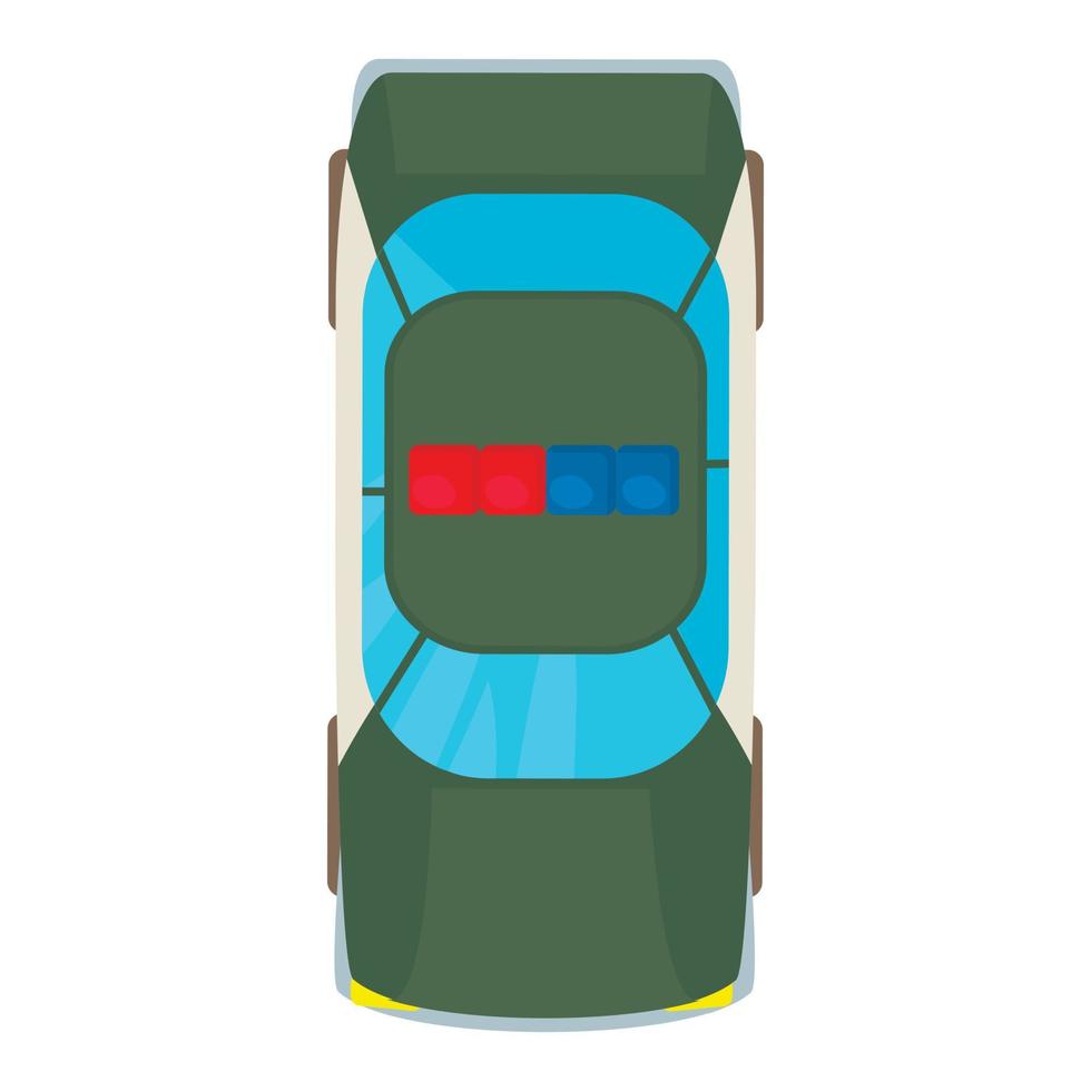 icono de vista superior del coche de policía, estilo de dibujos animados vector