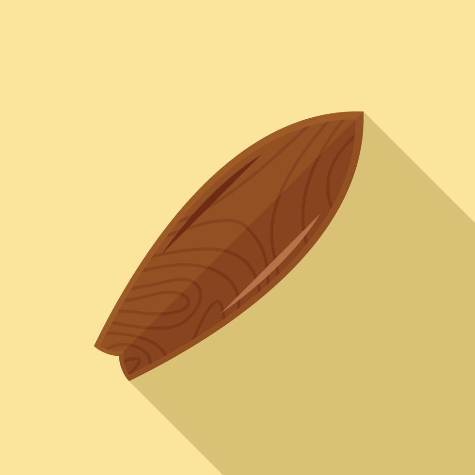 Old wood surfboard icon, flat style vector