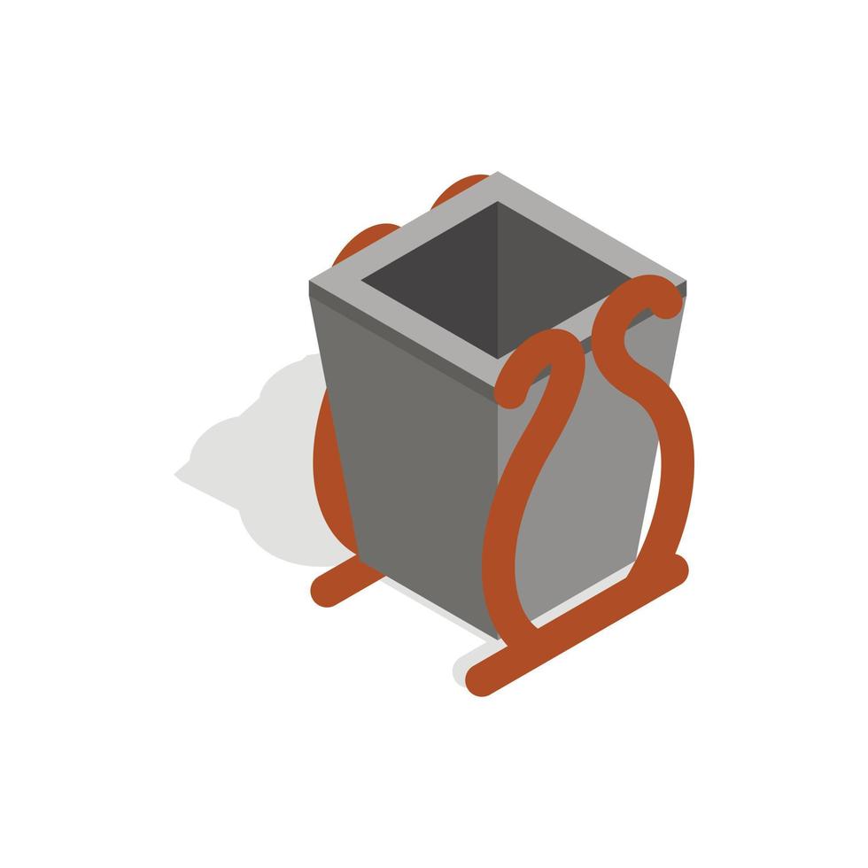 Gray litter bin icon, isometric 3d style vector