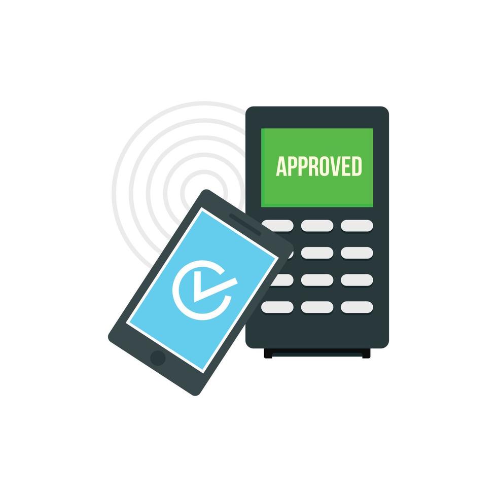 Smartphone payment nfc device icon, flat style vector