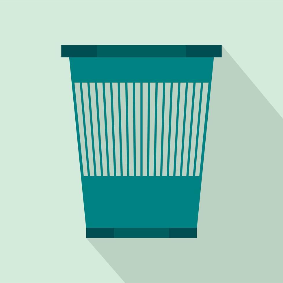 Plastic waste bin icon, flat style vector