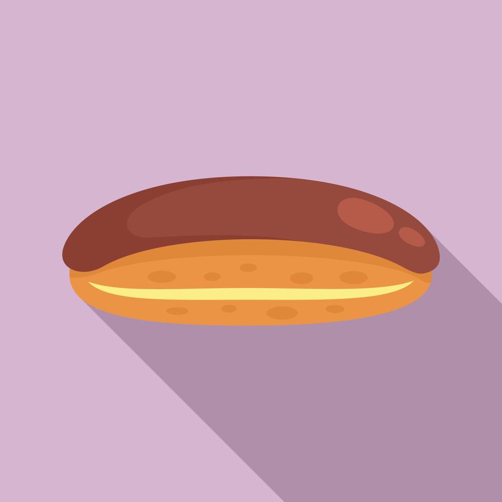 Chocolate eclair icon, flat style vector