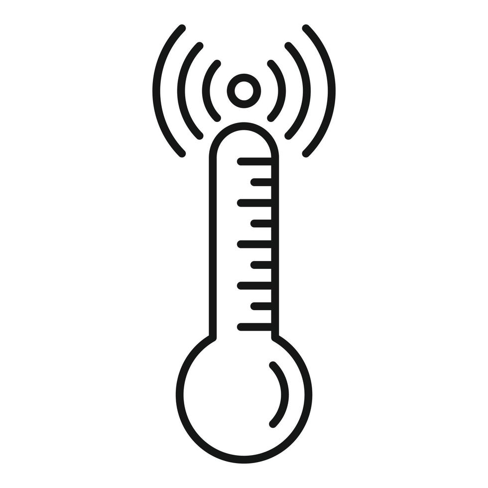 Smart thermometer icon, outline style vector