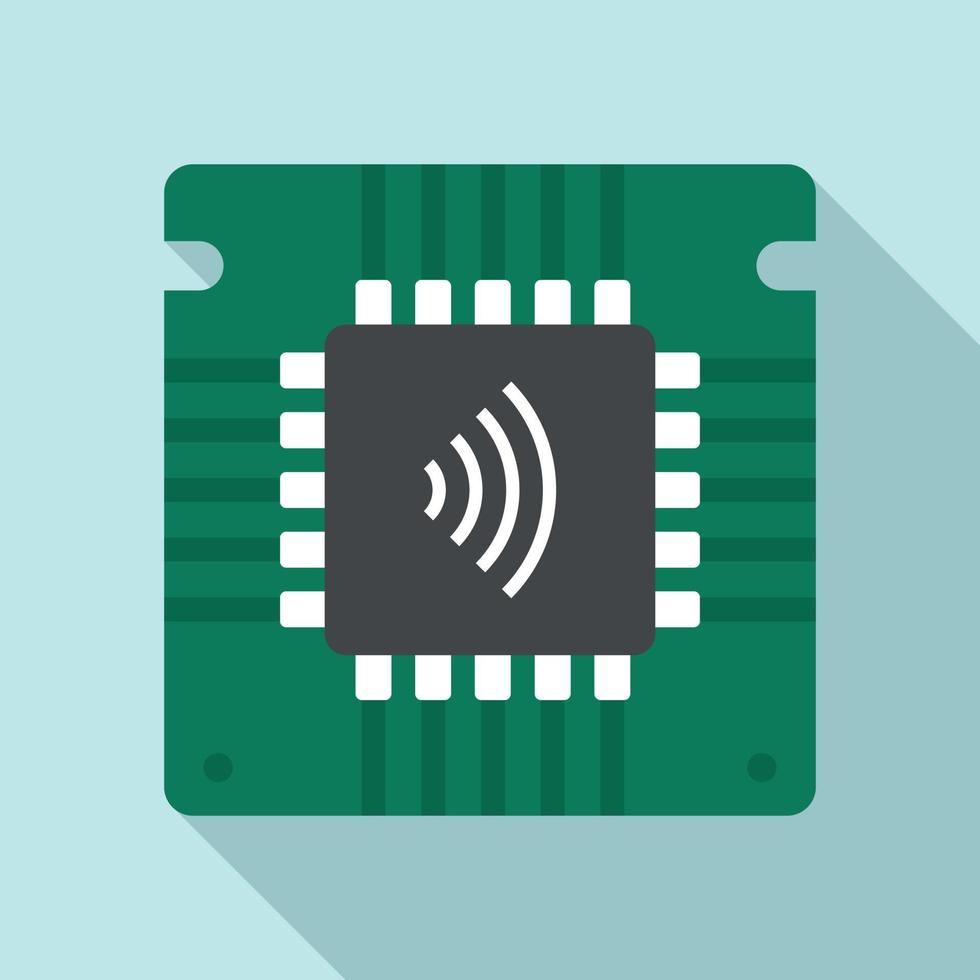 Nfc chip icon, flat style vector
