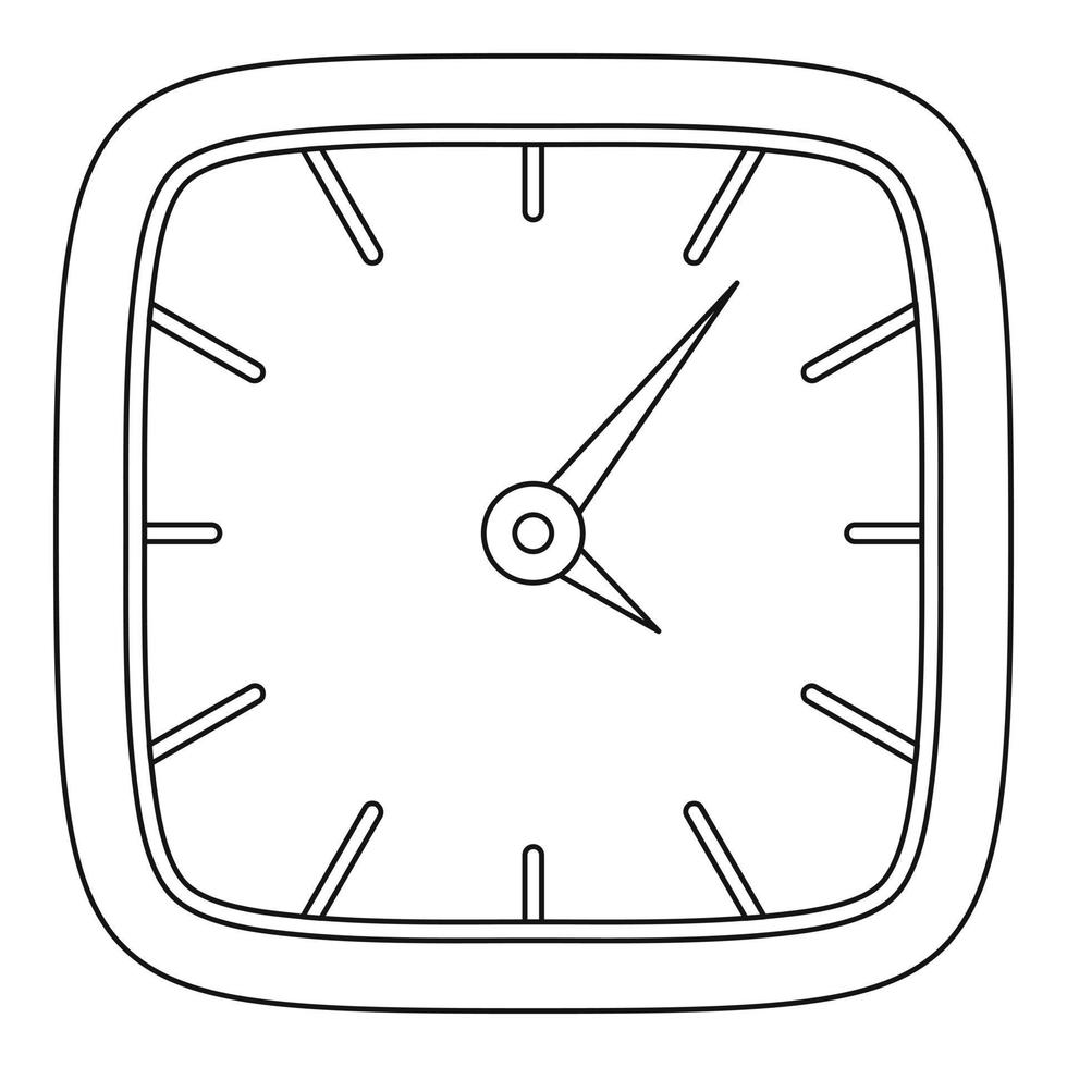 Square clock icon, outline style. vector