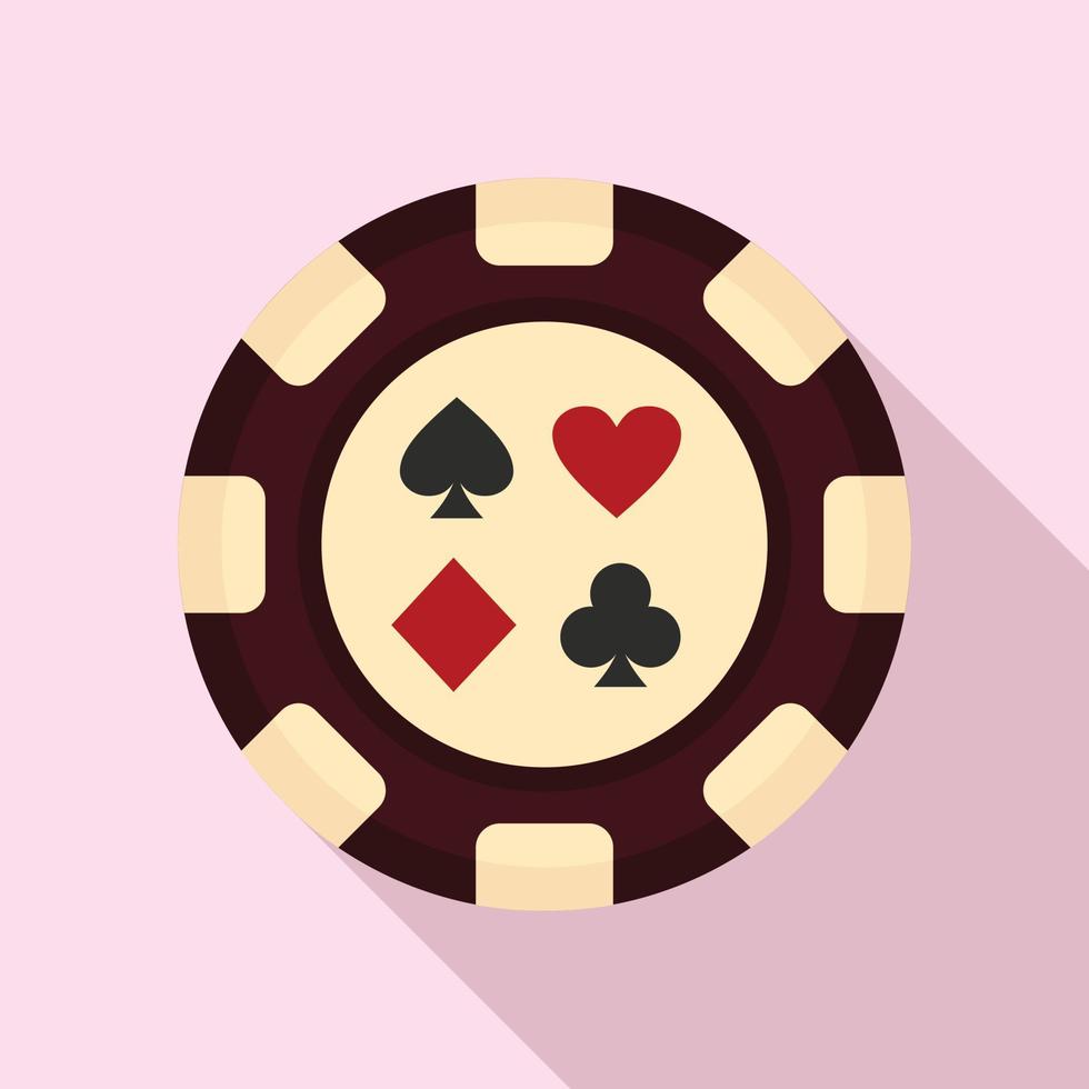 icono de tarjeta de señal de fichas de casino, estilo plano vector