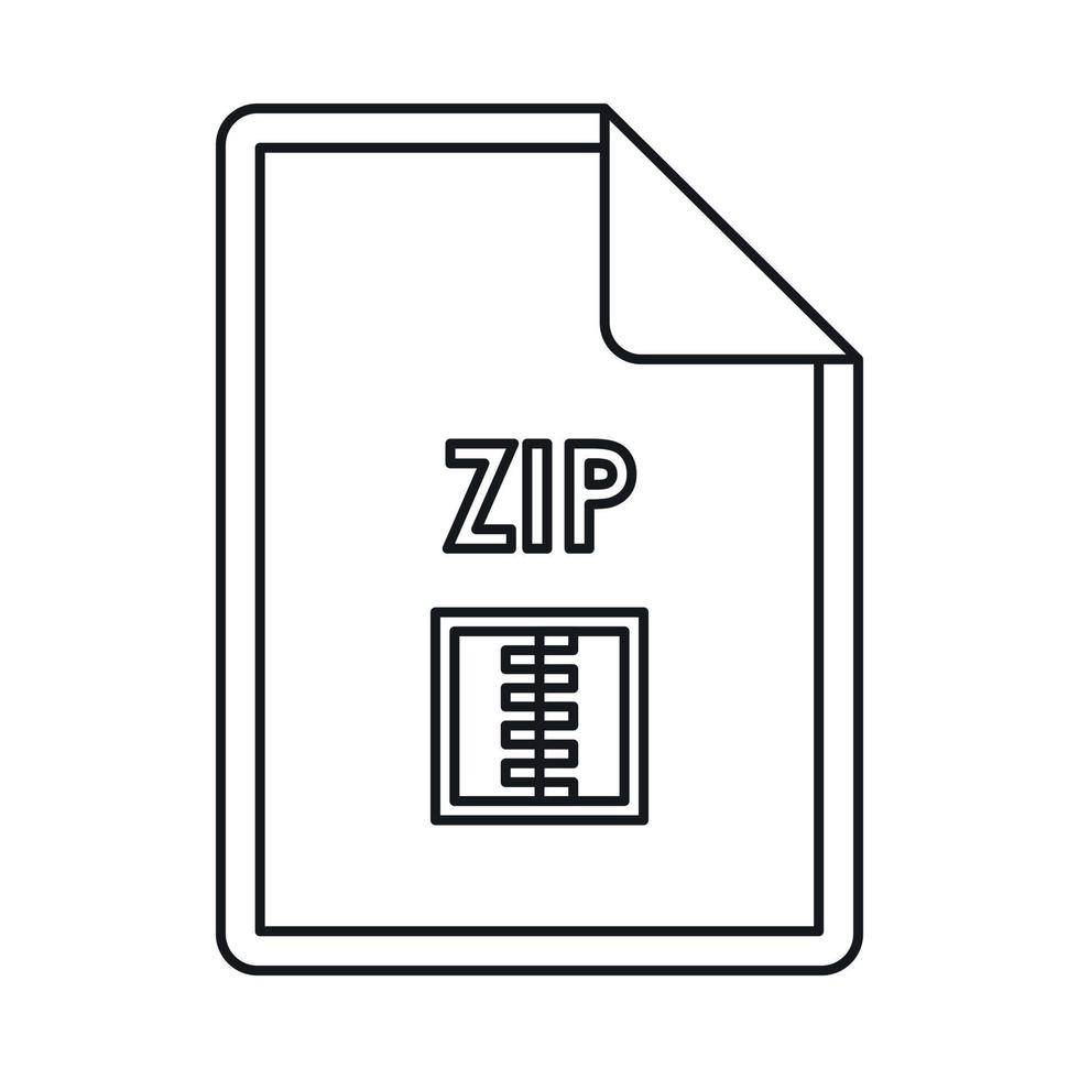 ZIP file archive icon, outline style vector