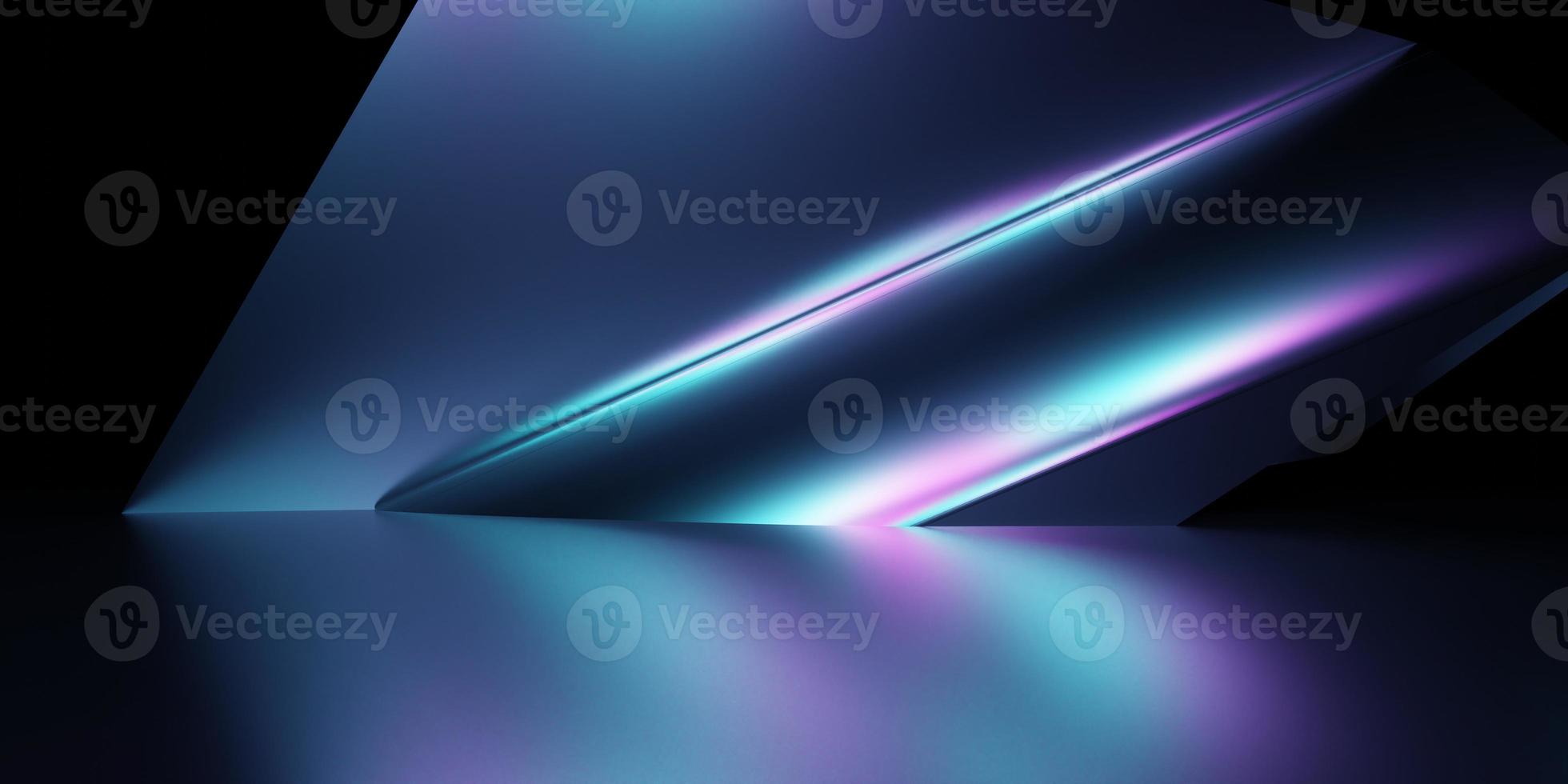 3d rendering of purple and blue abstract geometric background. Scene for advertising, technology, showcase, banner, game, sport, cosmetic, business, metaverse. Sci-Fi Illustration. Product display photo