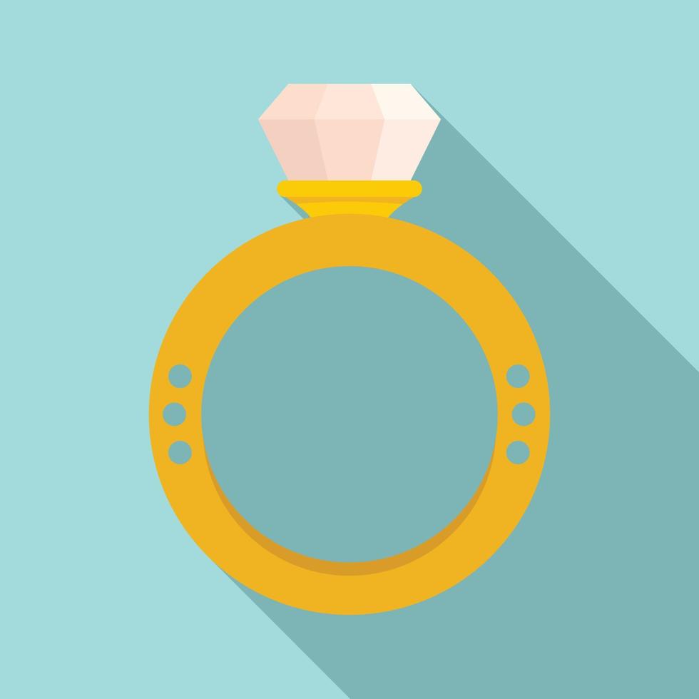 icono de anillo de diamantes, tipo plano vector