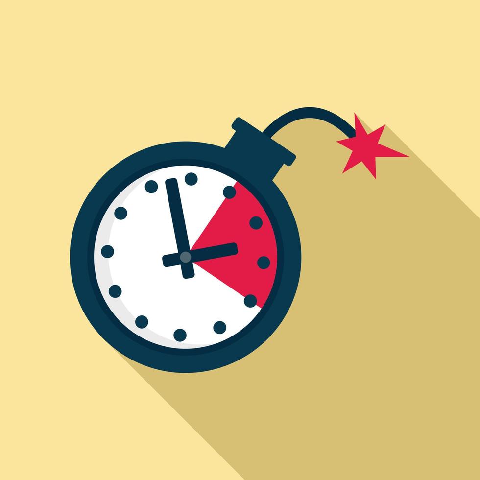 Deadline time bomb icon, flat style vector